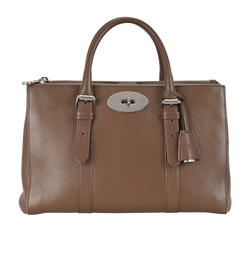 Double Zip Bayswater Tote, Leather, Taupe, VU, L/CL, 2*